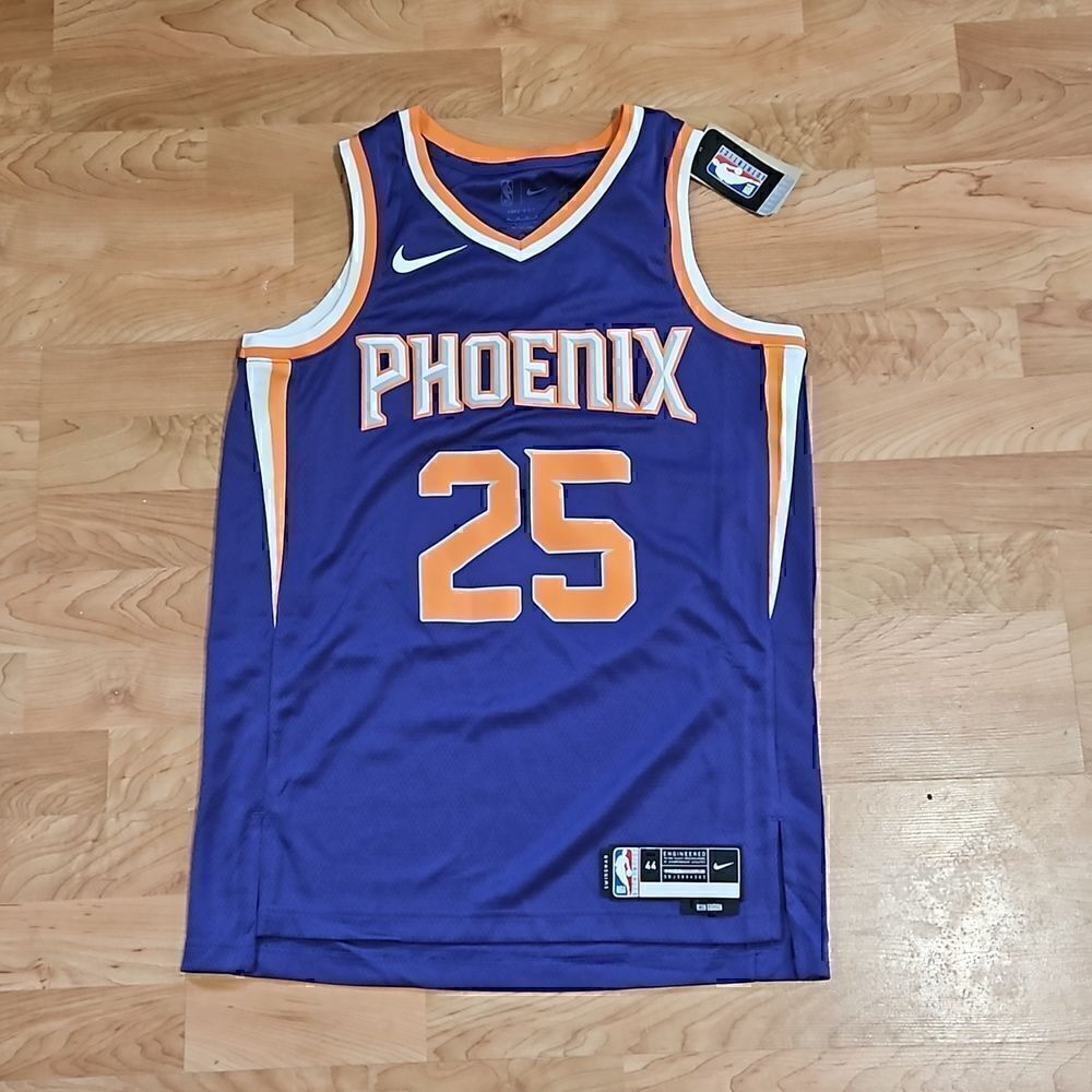 Phoenix Suns Mikal Bridges Nike Icon Edition Swingman Jersey Shirt Purple Orange